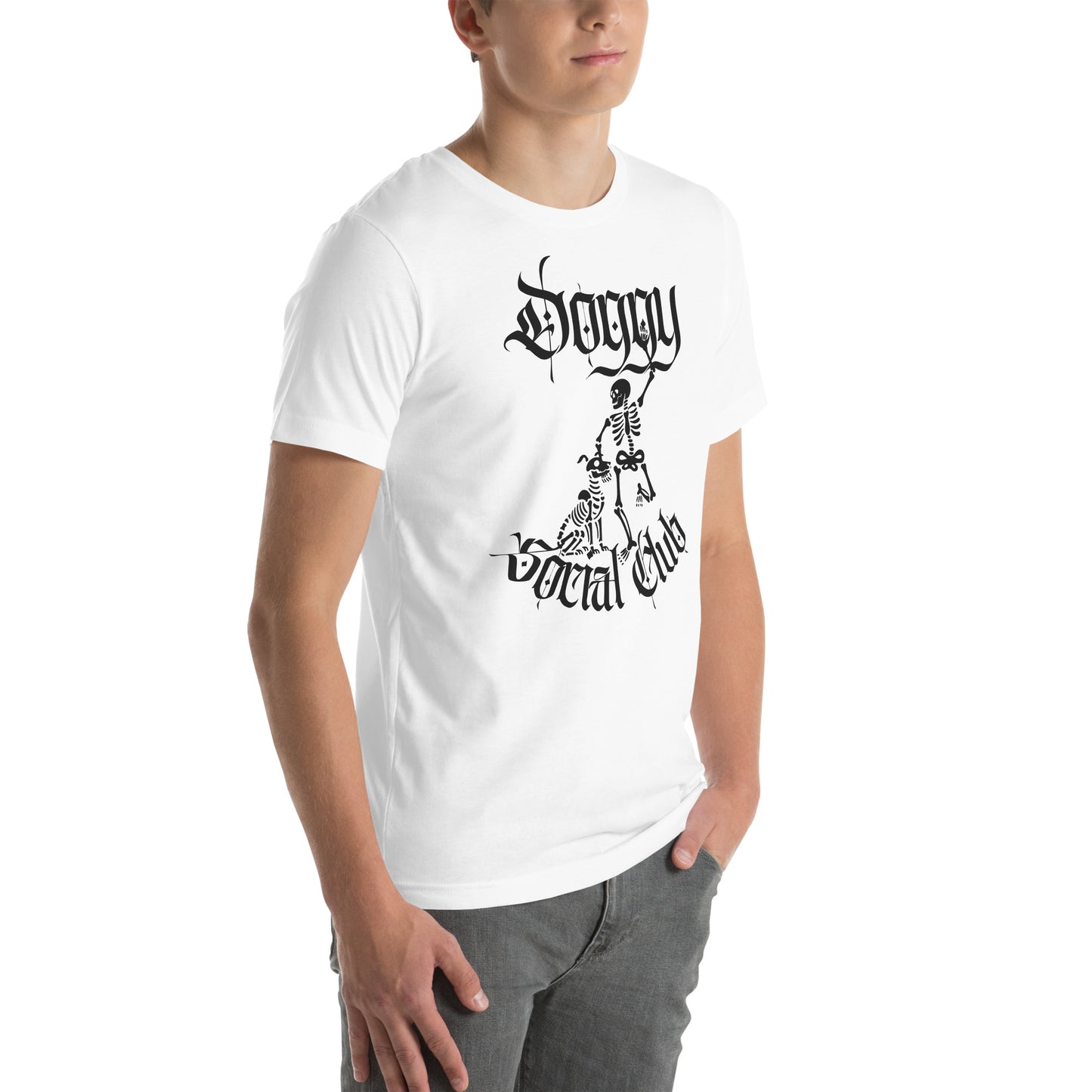 Unisex T-Shirt Gothic Skeleton Dog & Skeleton Human Doggy Social Club