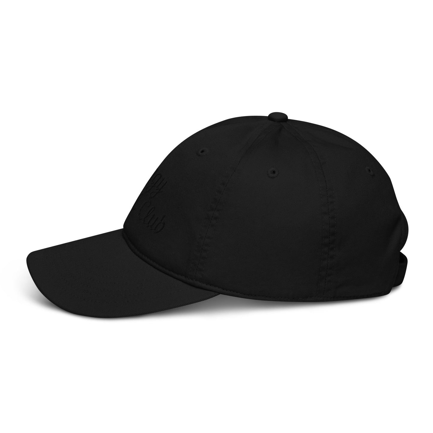 Doggy Social Club Cursive Organic Dad Hat Black Font On Black Hat