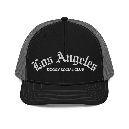 Trucker Cap Gothic Los Angeles Doggy Social Club White Embroidered