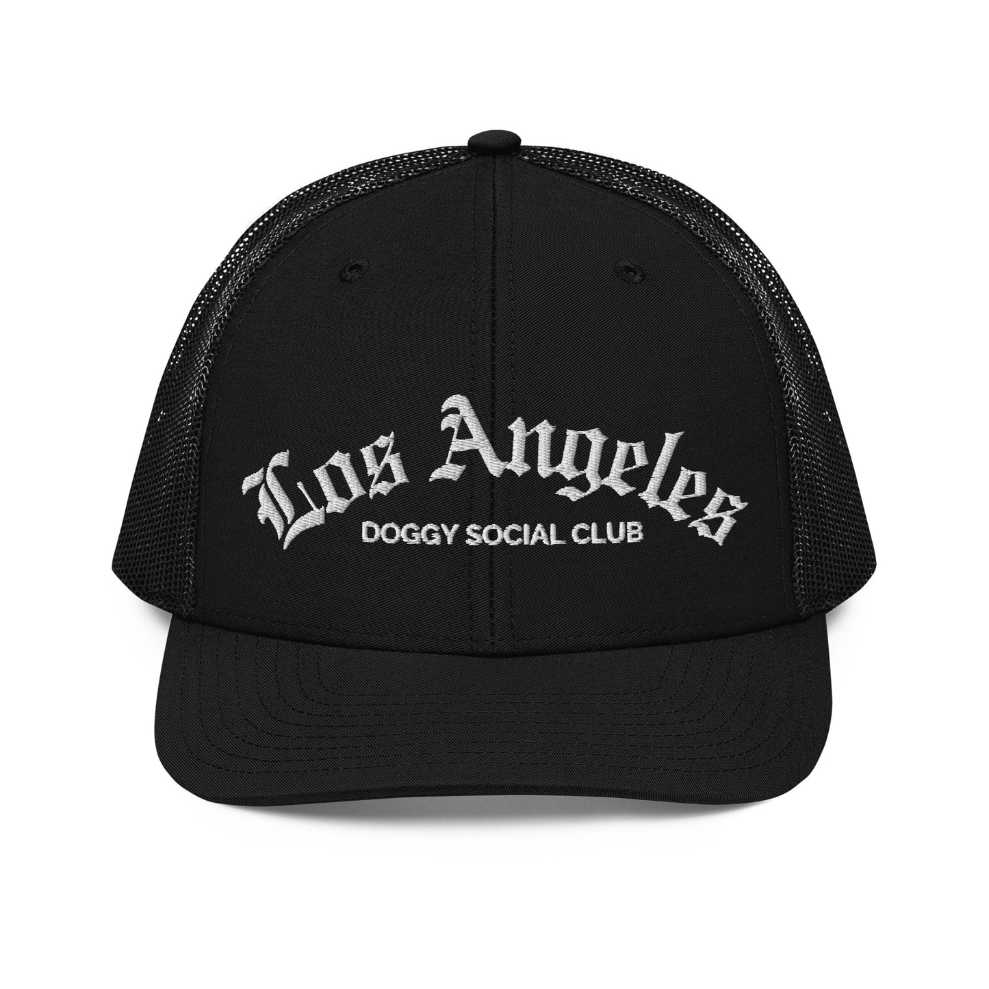 Trucker Cap Gothic Los Angeles Doggy Social Club White Embroidered