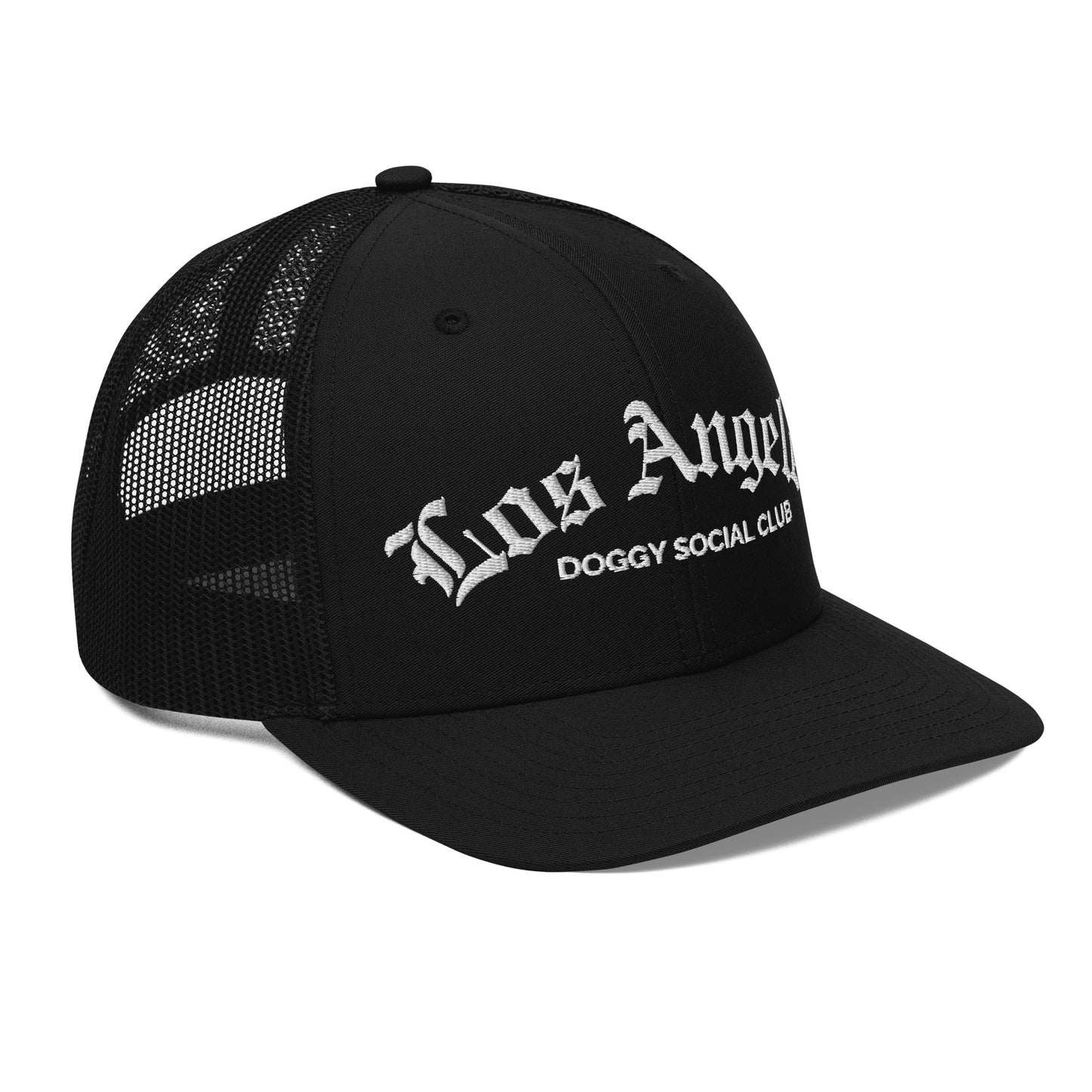 Trucker Cap Gothic Los Angeles Doggy Social Club White Embroidered