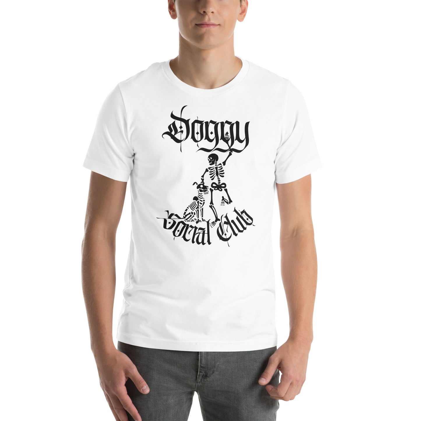 Unisex T-Shirt Gothic Skeleton Dog & Skeleton Human Doggy Social Club